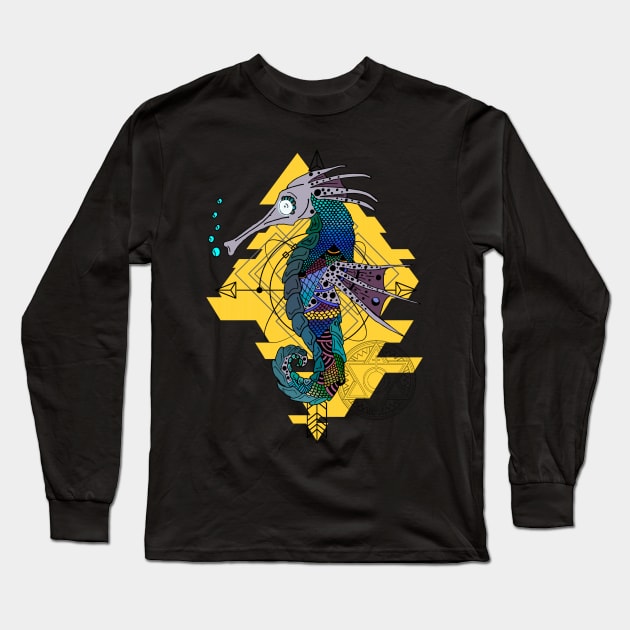 Tribal Seahorse Ocean Lover Long Sleeve T-Shirt by Oceanutz